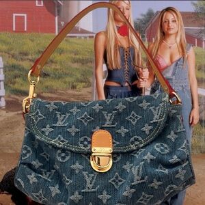 Stylish Denim Monogram Shoulder Bag